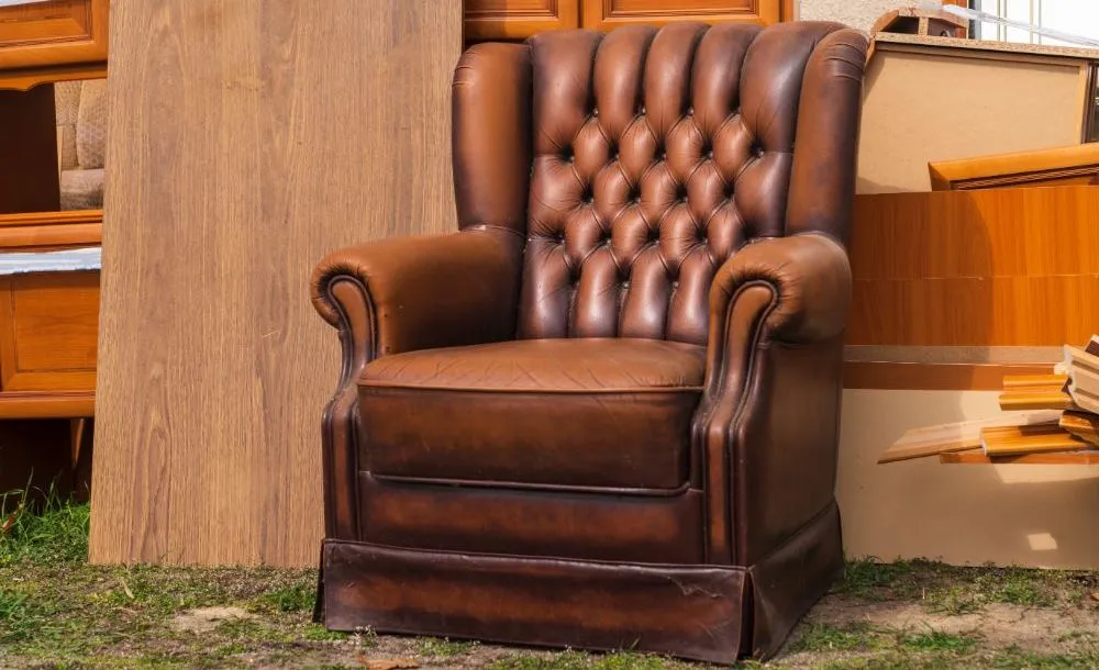Old furniture and rubbish ready for clearance